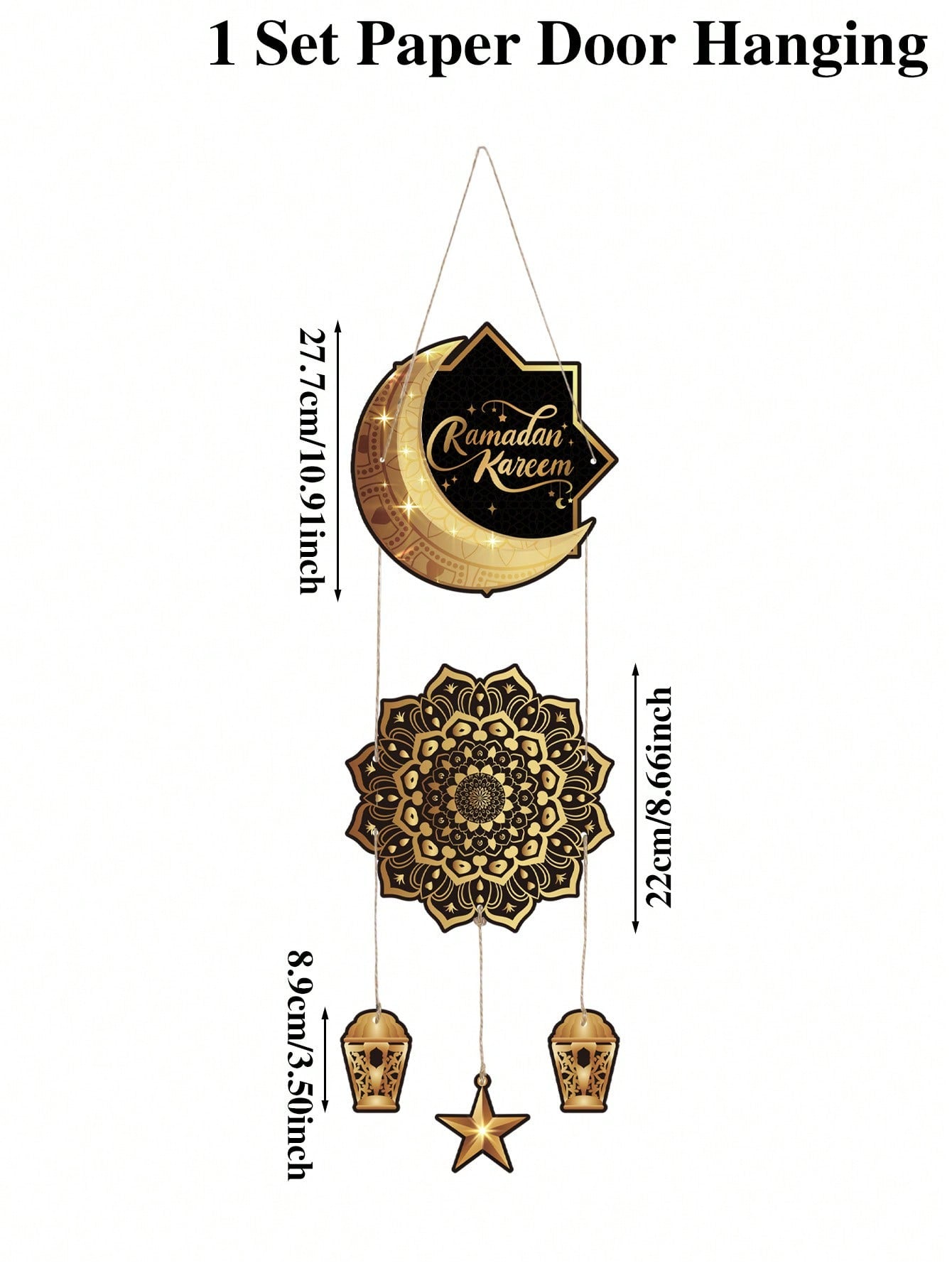 1pc Black & Gold Ramadan Kareem Hanging Décor (Code:21)