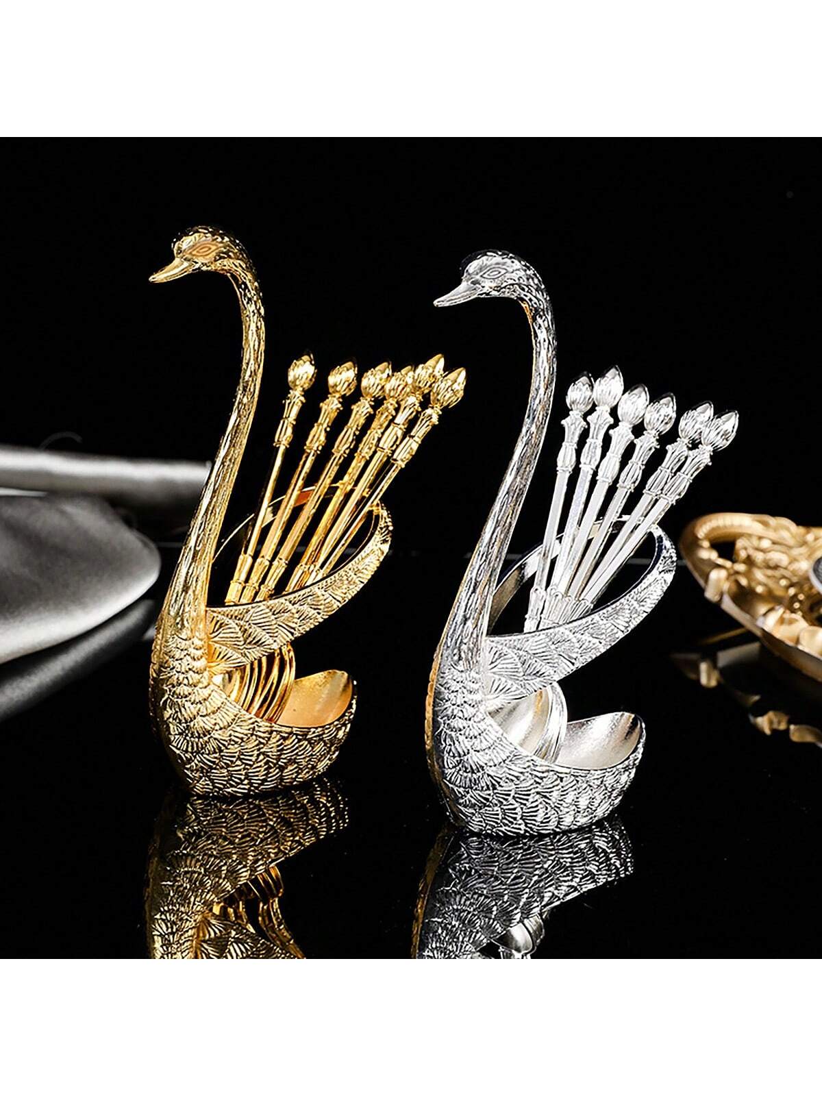 European Style Luxurious Swan-Shaped Spoon Holder (Gold Colour) (Code 7)