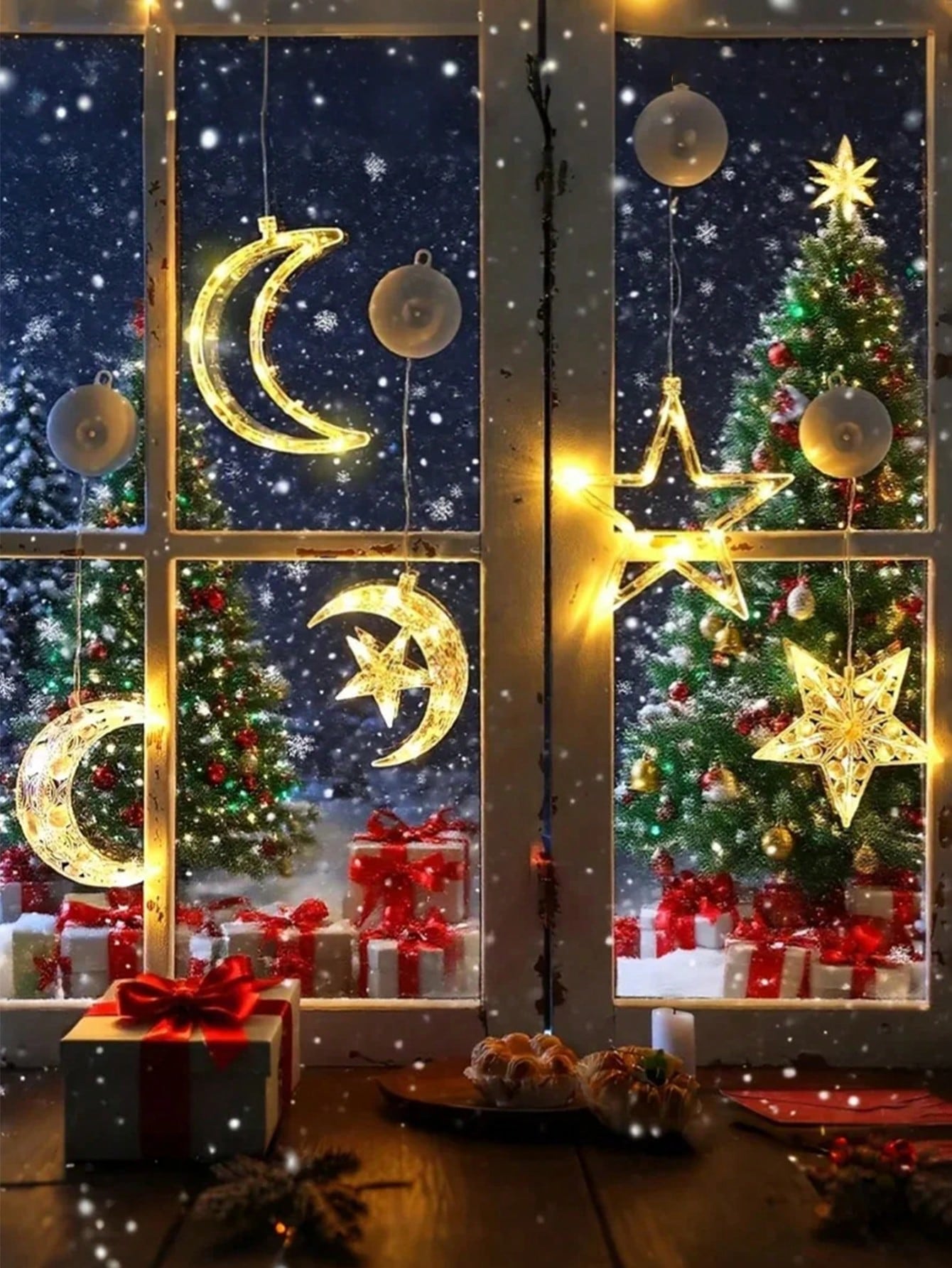 2PCs Moon Suction Cup Lamp / LED Moon & Star (Code:33)