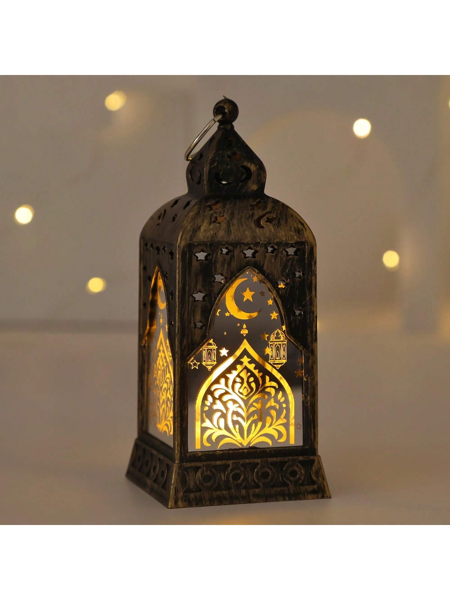 1PC Ramadan Moon & Star LED Candle Lamp Castle Lantern / Black (Code:40)