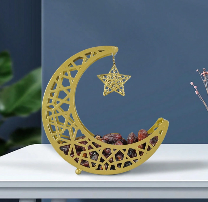 1pc Ramadan Crescent Moon & Star Shaped Dates Tray (Code:28)