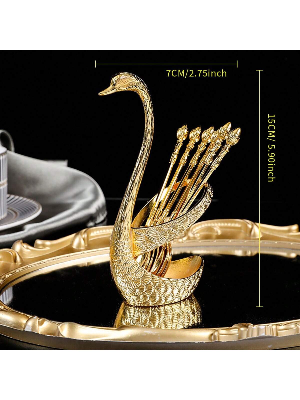 European Style Luxurious Swan-Shaped Spoon Holder (Gold Colour) (Code 7)