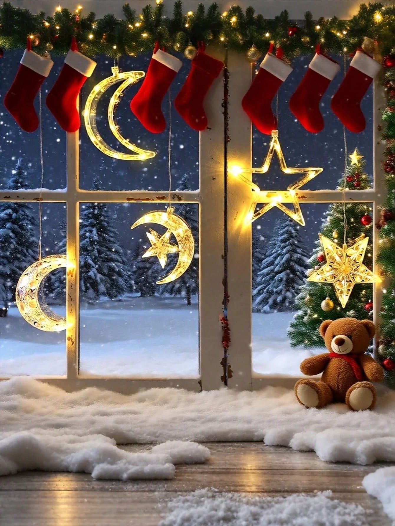 2PCs Moon Suction Cup Lamp / LED Moon & Star (Code:33)