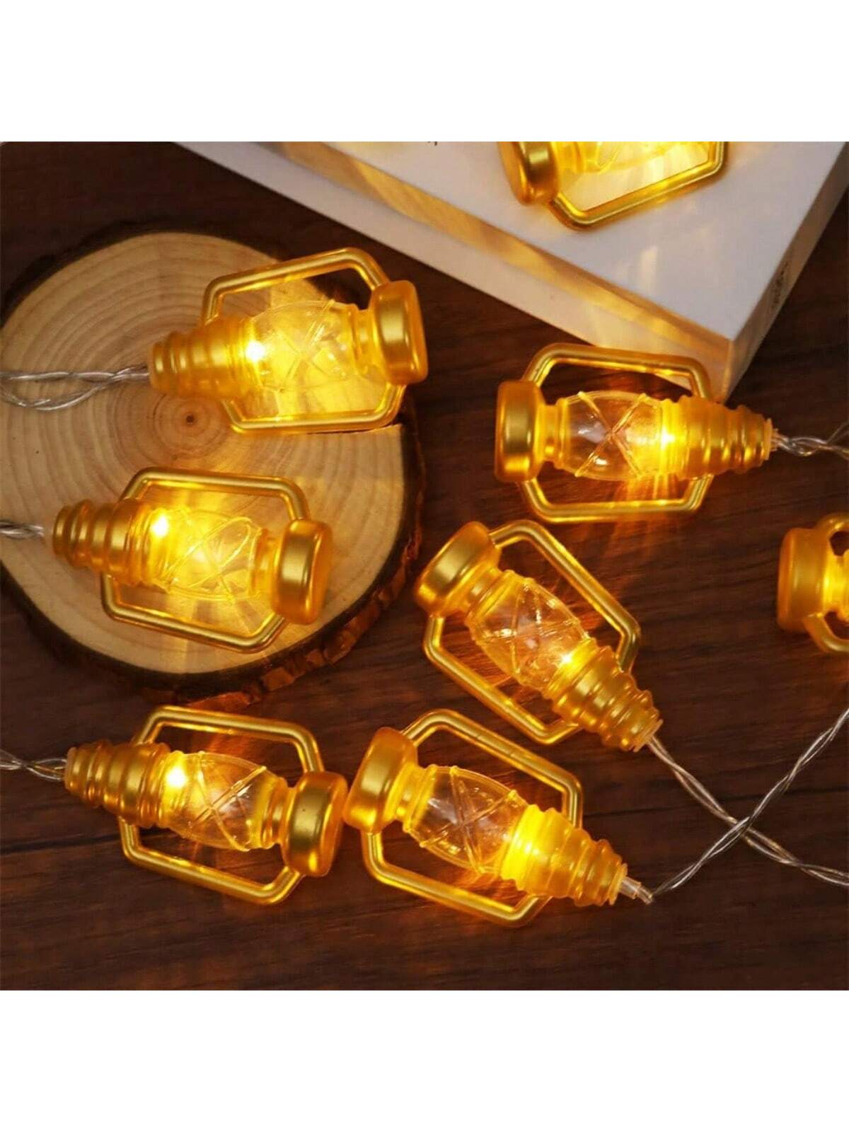 3m 20 LED Lights Gold Kerosene Lantern String (Code: 14)