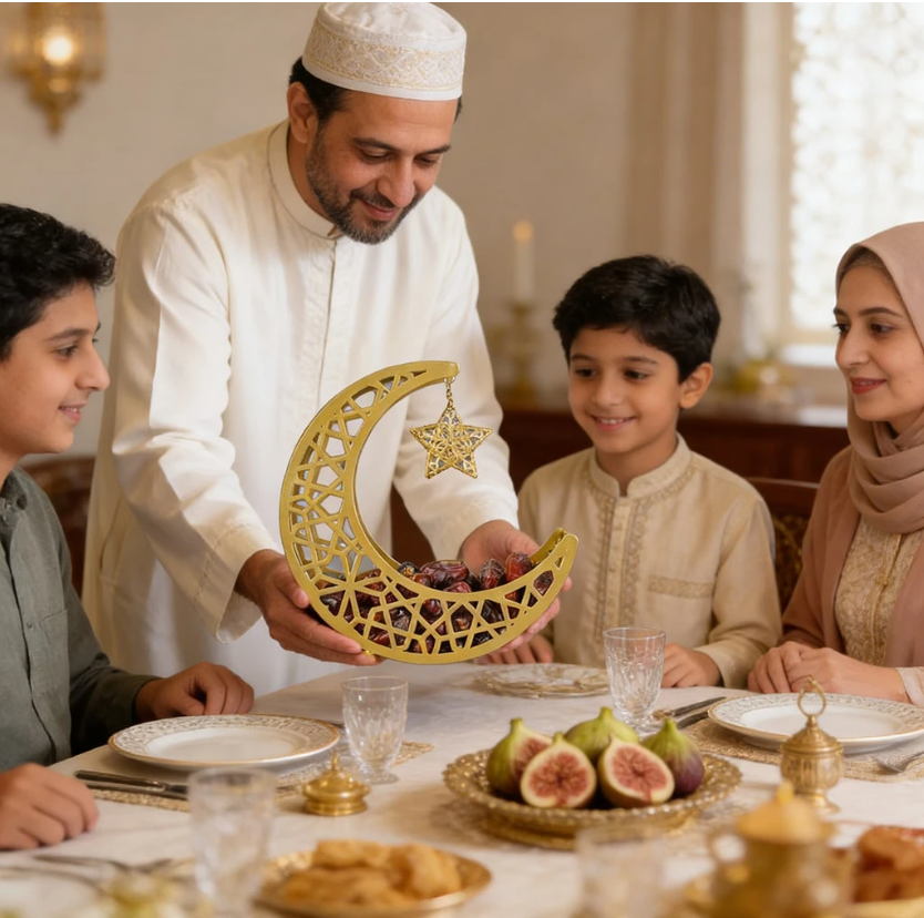 1pc Ramadan Crescent Moon & Star Shaped Dates Tray (Code:28)