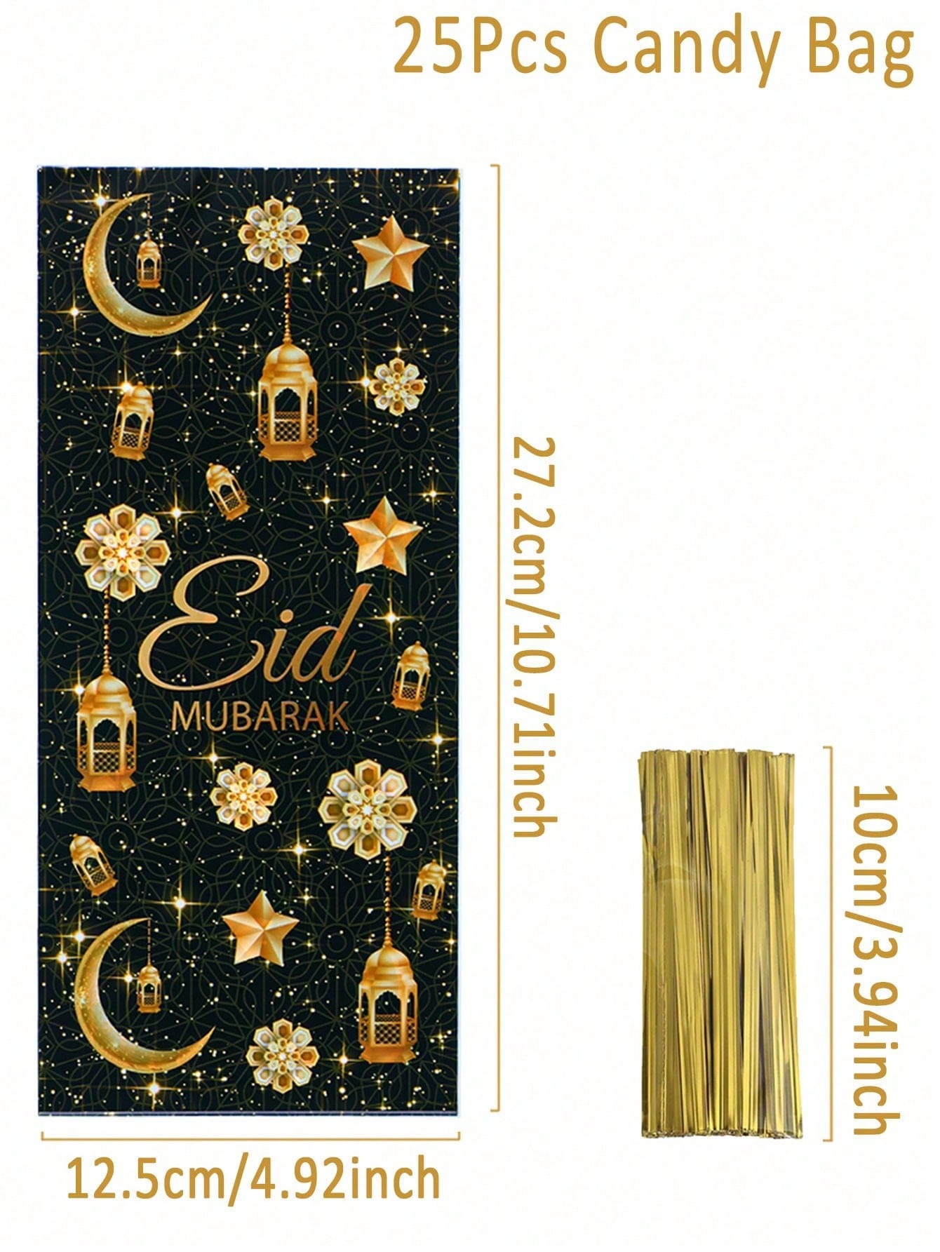 50Pcs Black Gold Eid Candy Bag (Code:30)