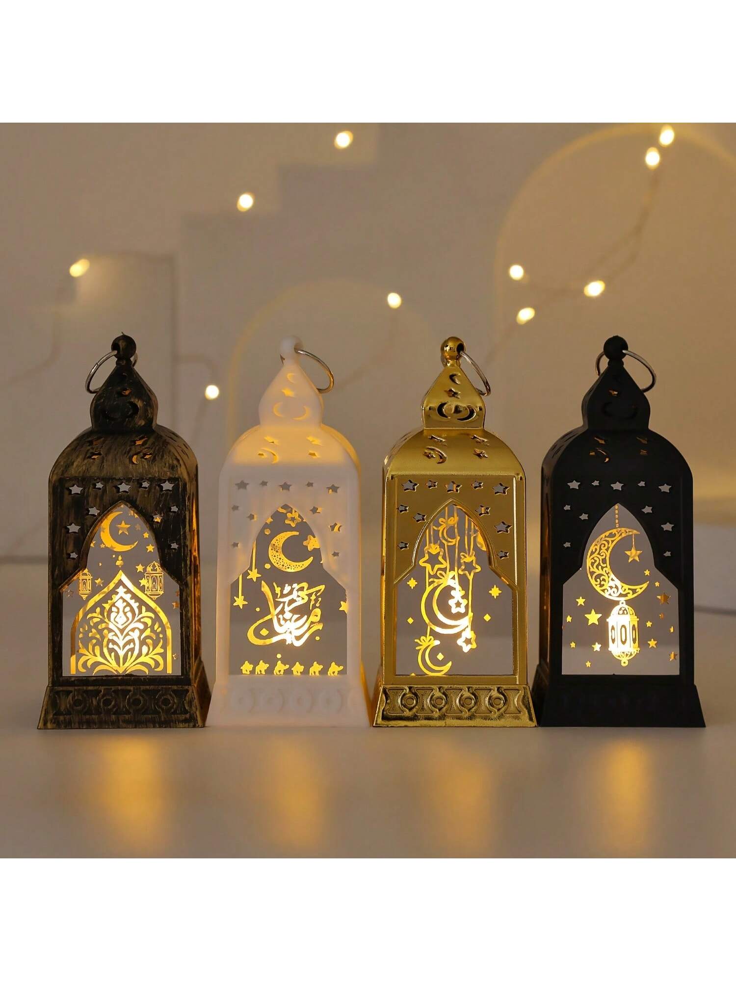 1PC Ramadan Moon & Star LED Candle Lamp Castle Lantern / White (Code:41)