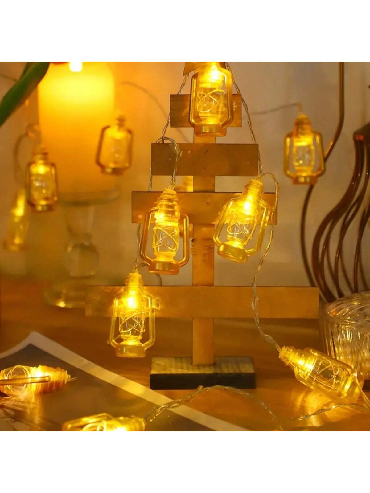 3m 20 LED Lights Gold Kerosene Lantern String (Code: 14)