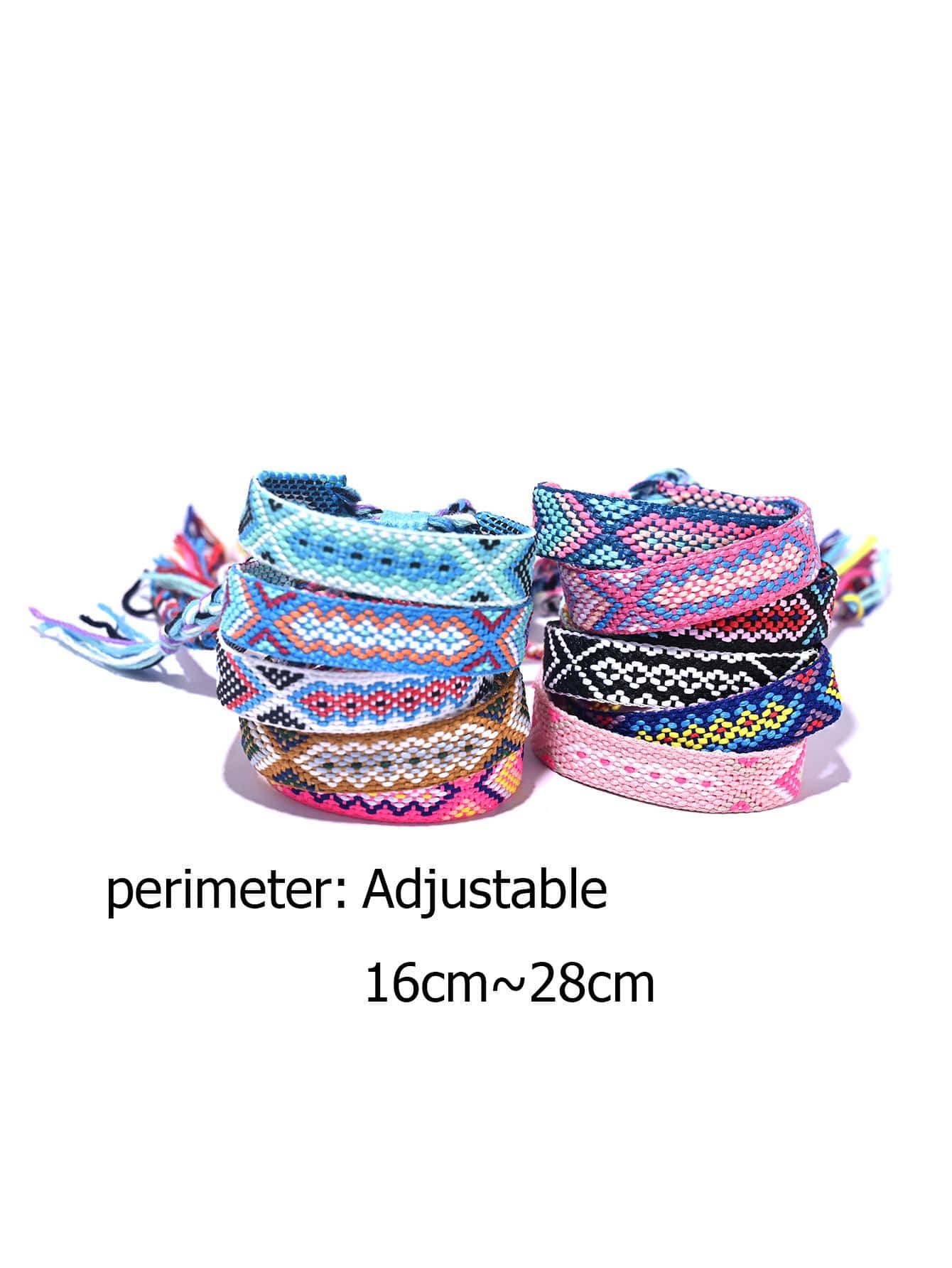 12pcs set Bohemian Braided Detail Geometric Pattern String Bracelet (Code:84)