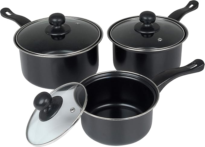 Value plus 3 PCE Sauce pan Set with Glass Lids, 16, 18, 20cm 5015826001204