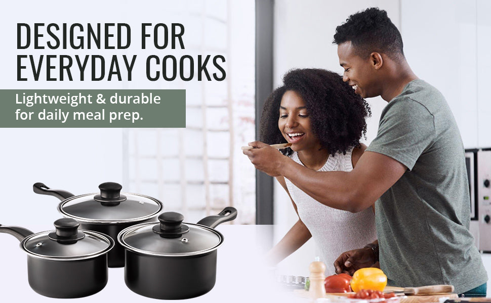 Value plus 3 PCE Sauce pan Set with Glass Lids, 16, 18, 20cm 5015826001204