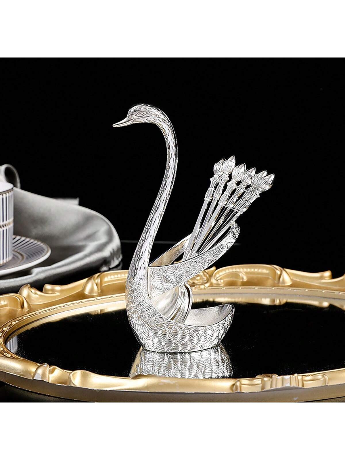 European Style Luxurious Swan-Shaped Spoon Holder (Gold Colour) (Code 7)