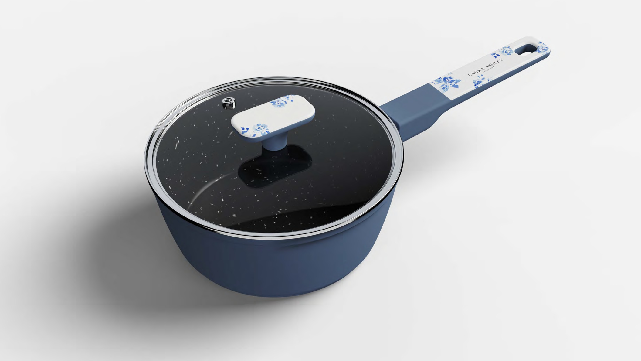 LAURA ASHLEY 8INCH / 20CM SAUCEPAN WITH GLASS LID CHINA ROSE