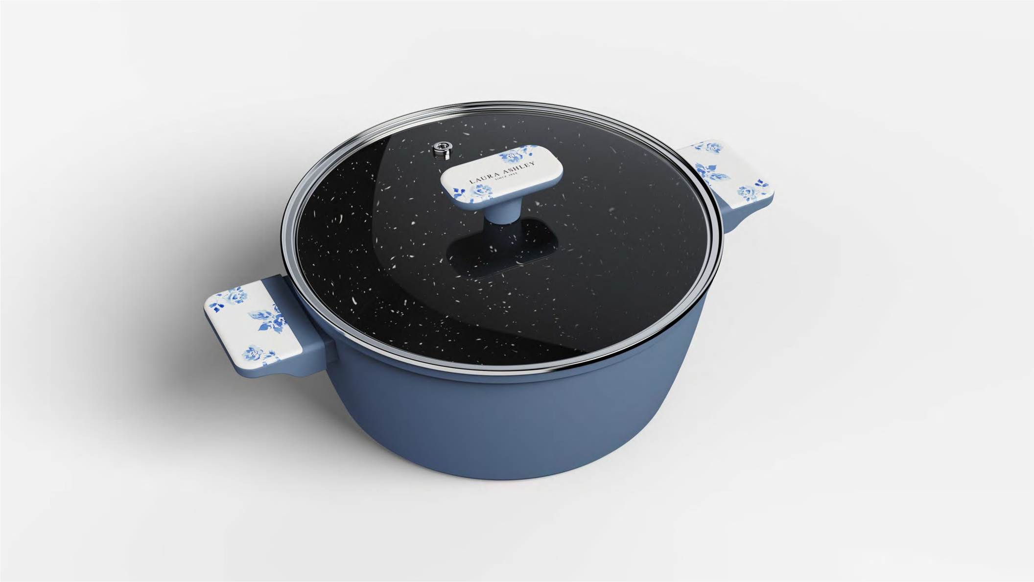 LAURA ASHLEY 10INCH / 24CM CASSEROLE POT & GLASS LID CHINA ROSE