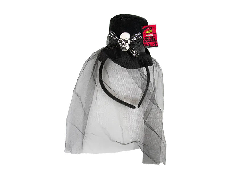Halloween Top Hat & Veil Headband (5056283830235)