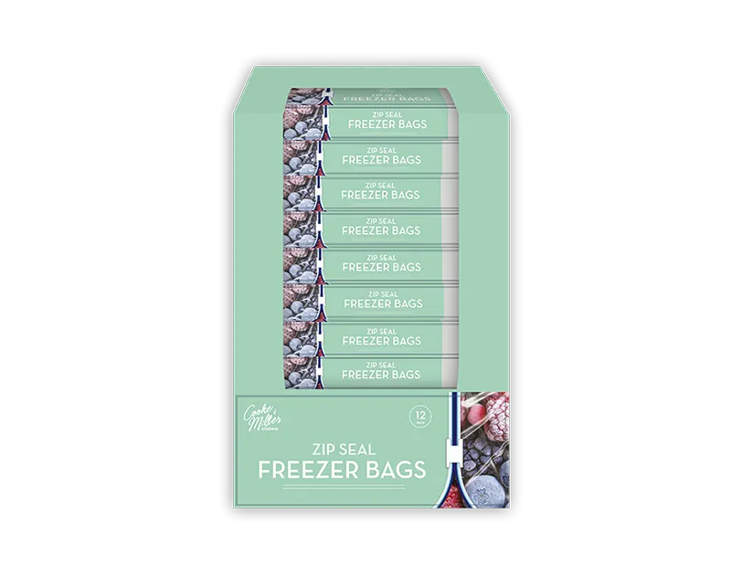 Slide Zip Freezer Bags 12 pack CDU (5063435114358)