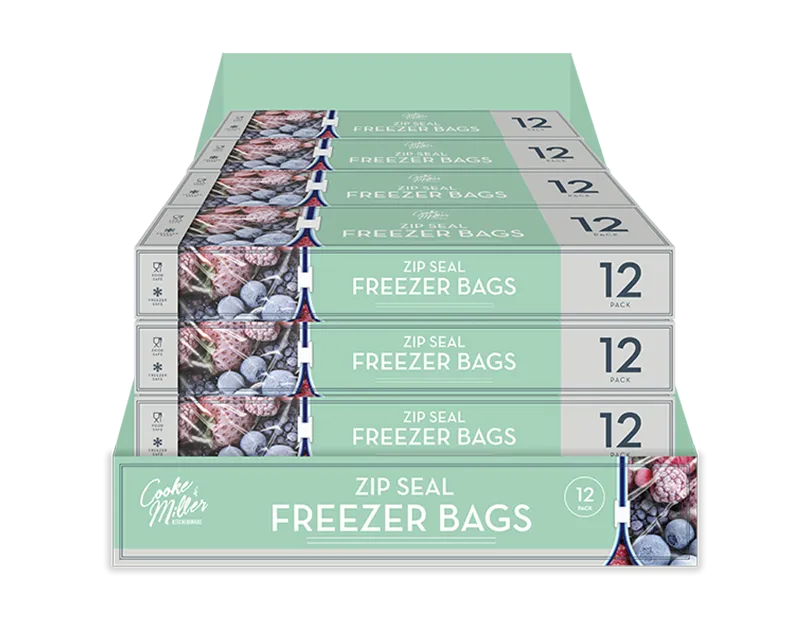 Slide Zip Freezer Bags 12 pack CDU (5063435114358)