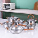 12pcs set of frying pan and kettle