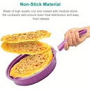 13pcs Heavy-Duty Cast Iron Non-Stick Cookware Set with Glass Lids- Purple
