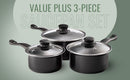 Value plus 3 PCE Sauce pan Set with Glass Lids, 16, 18, 20cm    5015826001204