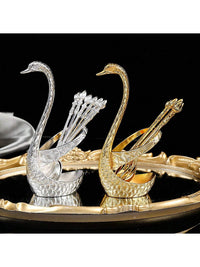 European Style Luxurious Swan-Shaped Spoon Holder (Silver Colour) (Code 8)