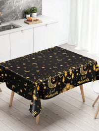 1pc Black & Gold Eid Mubarak Tablecloth (Code:53)