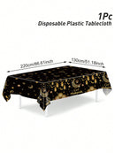 1pc Black & Gold Eid Mubarak Tablecloth (Code:53)