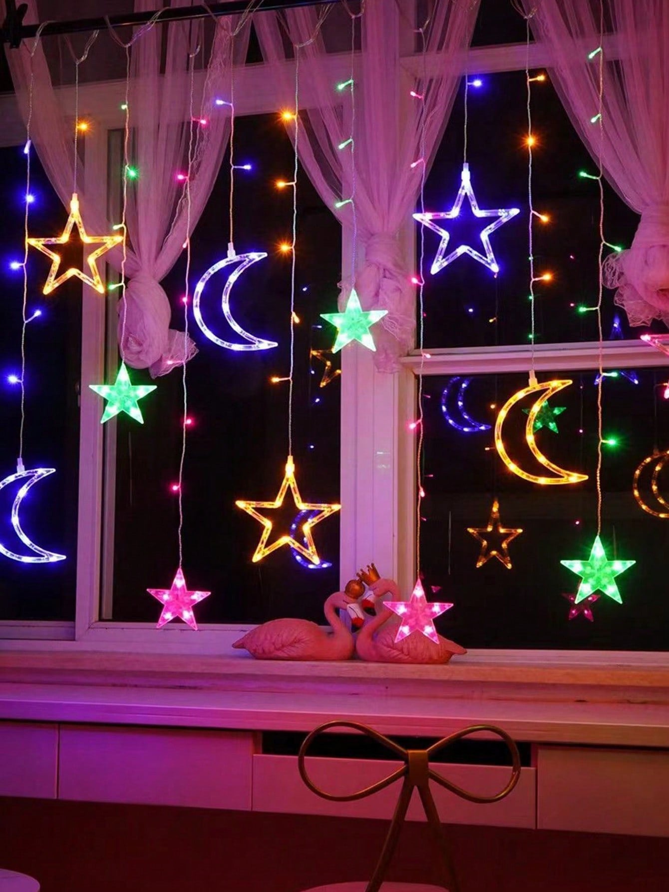 3.5m Colorful 120 Led Star & Moon Curtain String Light (Code 10)
