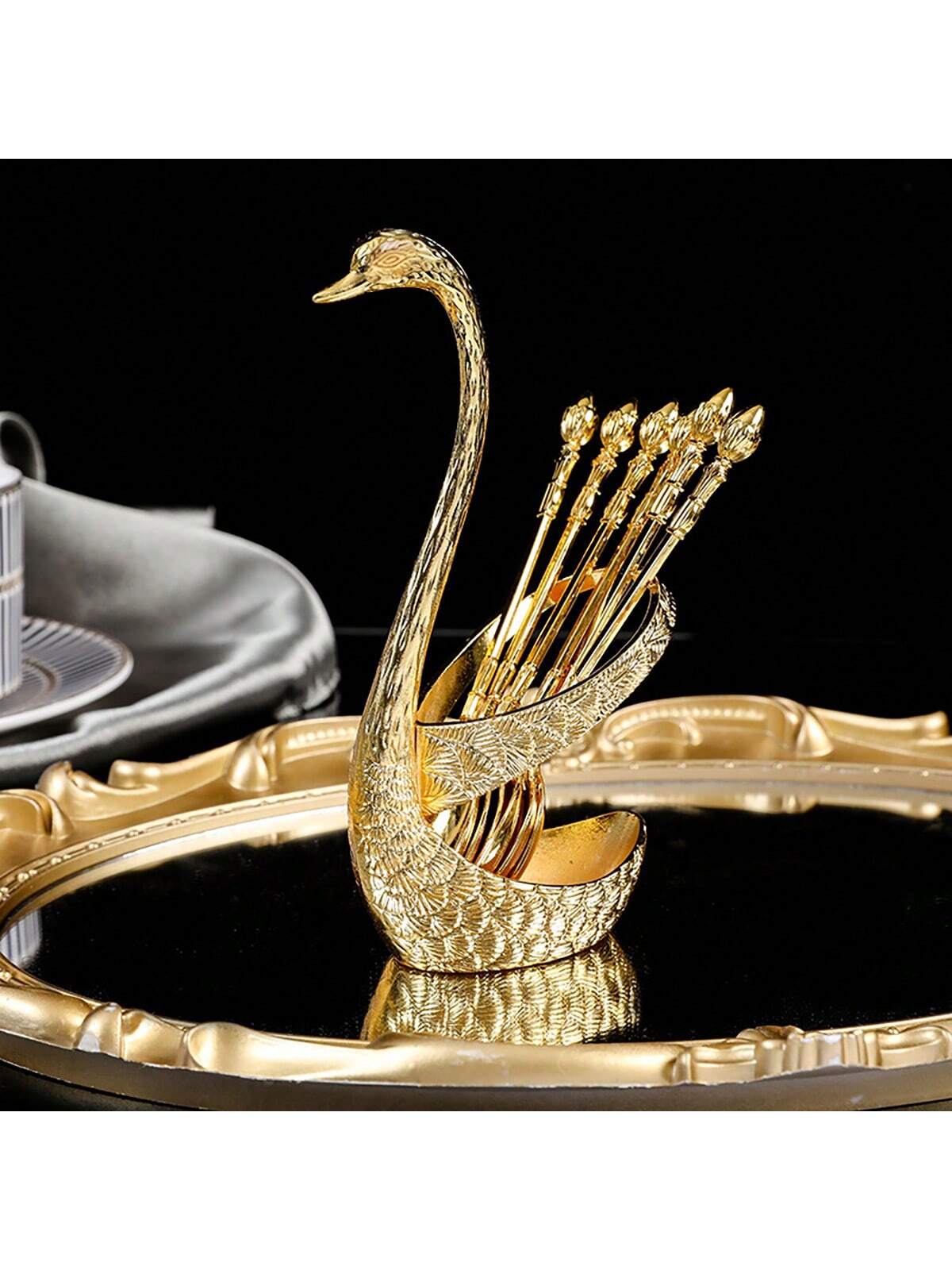 European Style Luxurious Swan-Shaped Spoon Holder (Gold Colour) (Code 7)