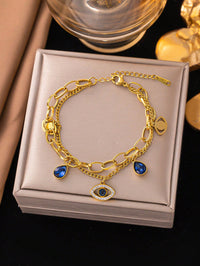 1pc Gold Color Double Layer Stainless Steel Pendant Bracelet (Code:74)