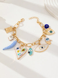 1 Pc Evil Eye Hamasa Hand Glass Beads Cross Charm Bracelet (Code:86)