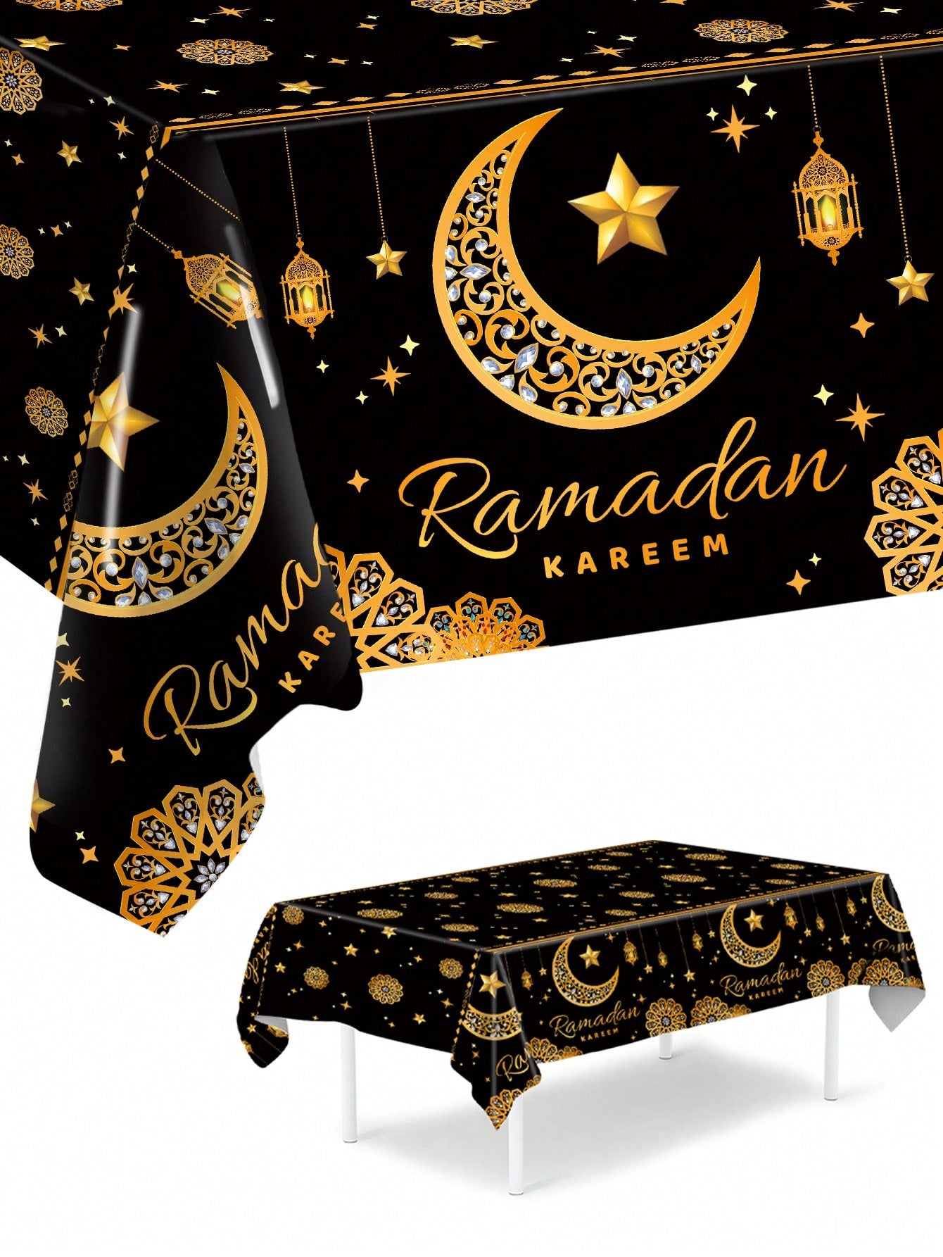 1pc Black & Gold  Ramadan Kareem Tablecloth (Code:54)