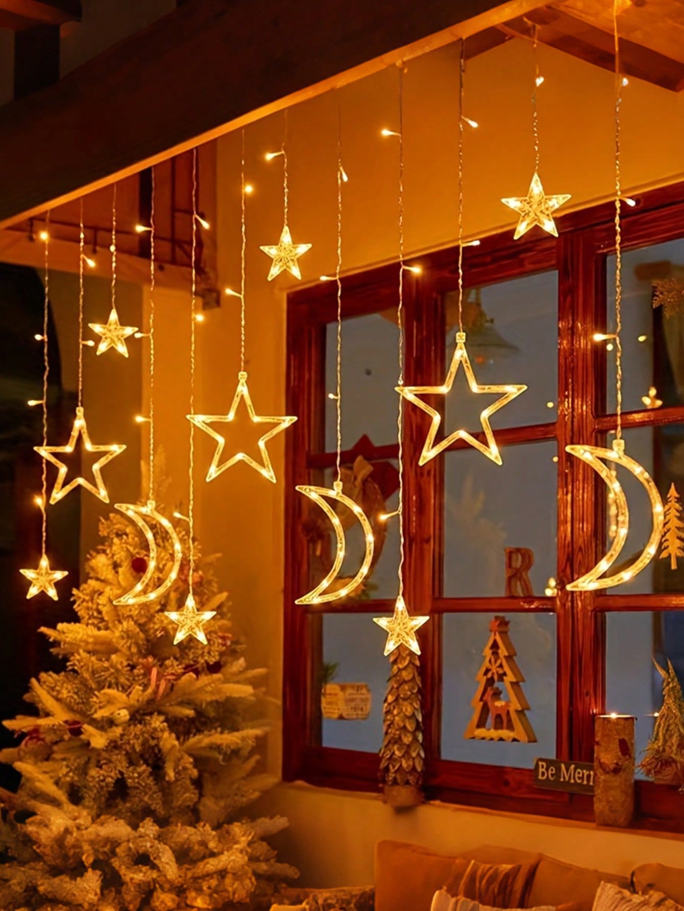 1.5m 10 LED light Star and Moon String Lights (Code:46)