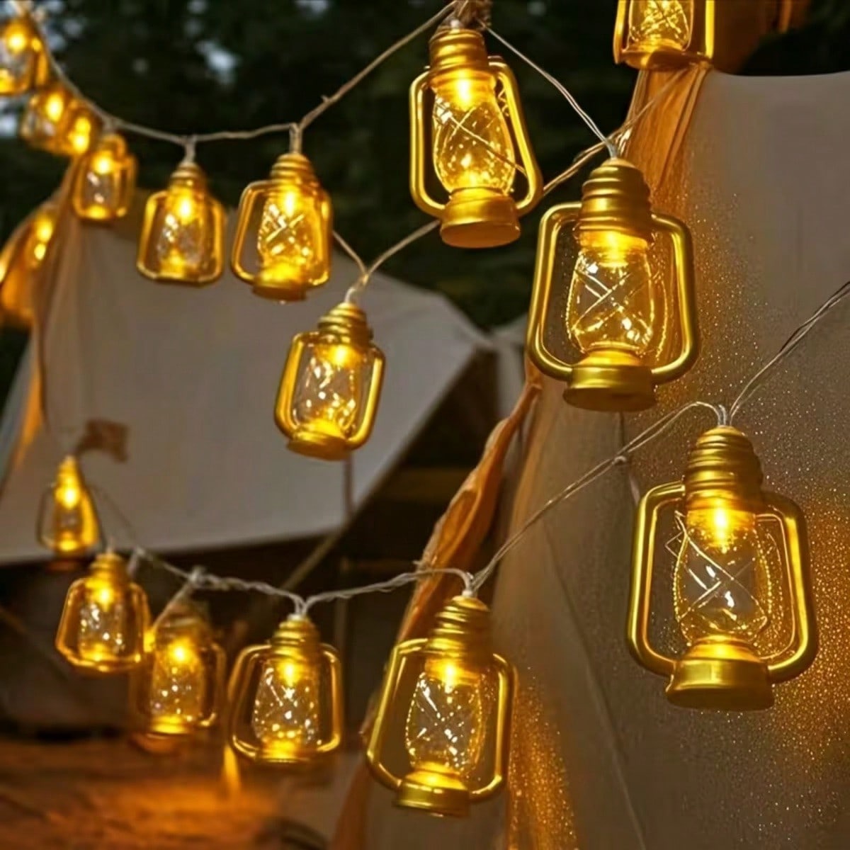 1.5m 10 LED Lights Gold Kerosene Lantern String (Code: 13)