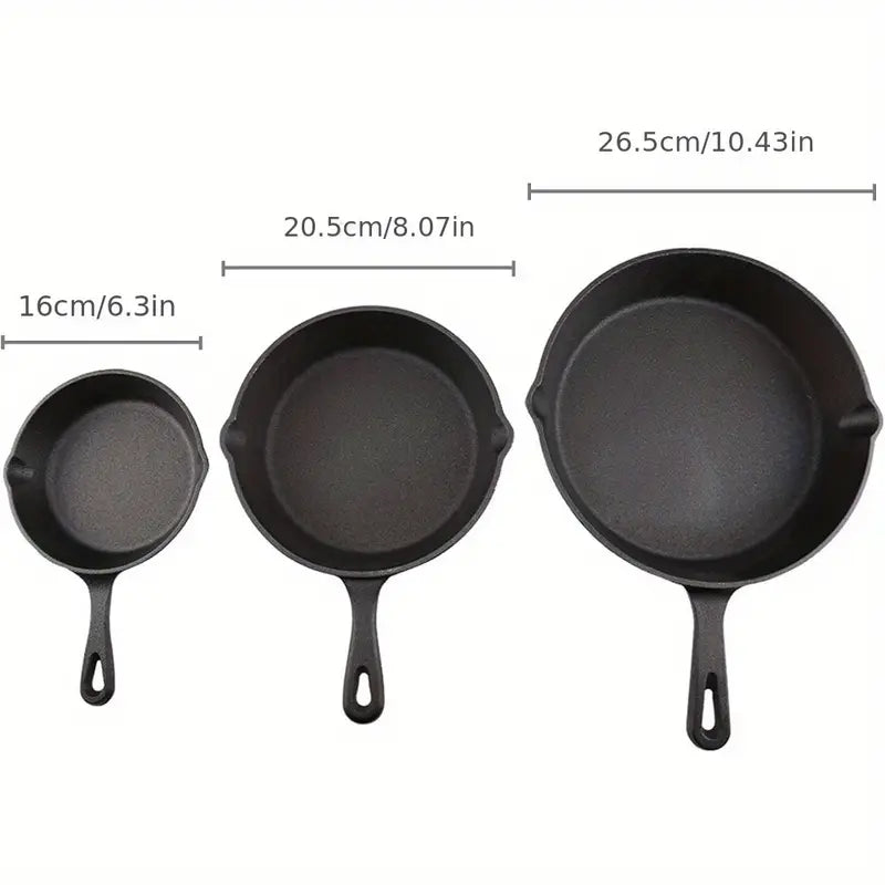 3pcs Set Cast Iron Non Stick Frying Pans