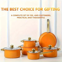 12pcs Stainless Steel Cookware Set Non Stick -Orange
