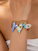 1 Pc Evil Eye Hamasa Hand Glass Beads Cross Charm Bracelet (Code:86)