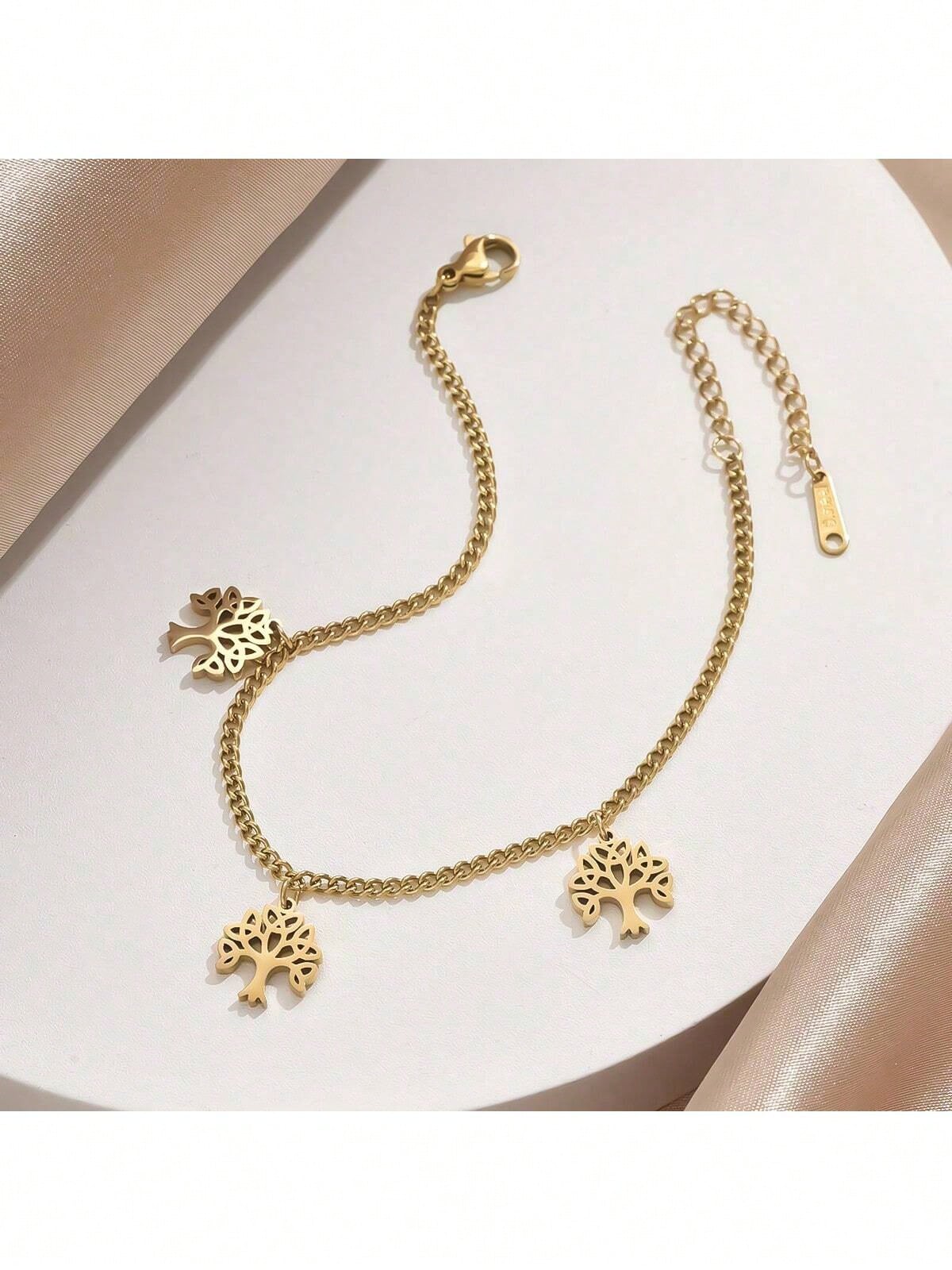 1pc Gold Color Double Layer Stainless Steel Pendant Bracelet (Code:74)