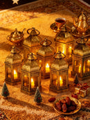 4pcs Vintage Brown Mini Lanterns With LED Lights (Code:37)