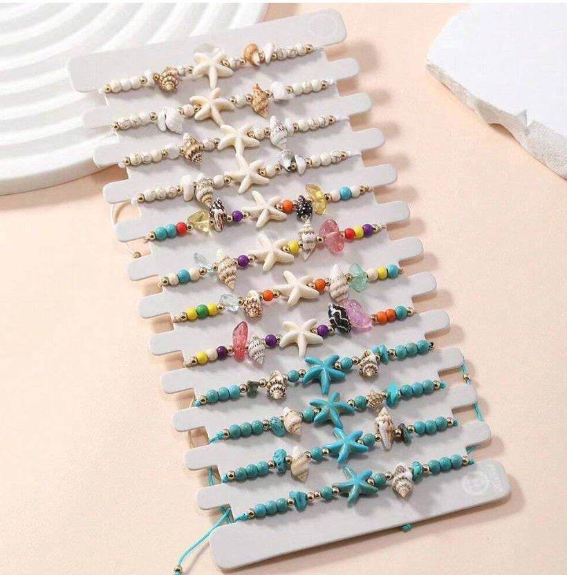12pcs Ocean Beach Themed Braided Bracelet (Code:76)