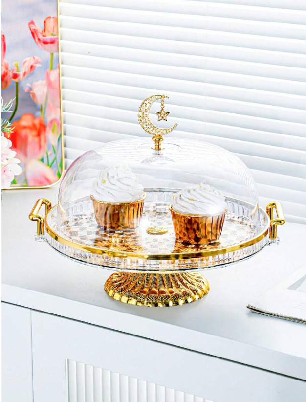 1PC Elegant 11.6 "Cake Stand With Transparent Dome''  (Code:35)