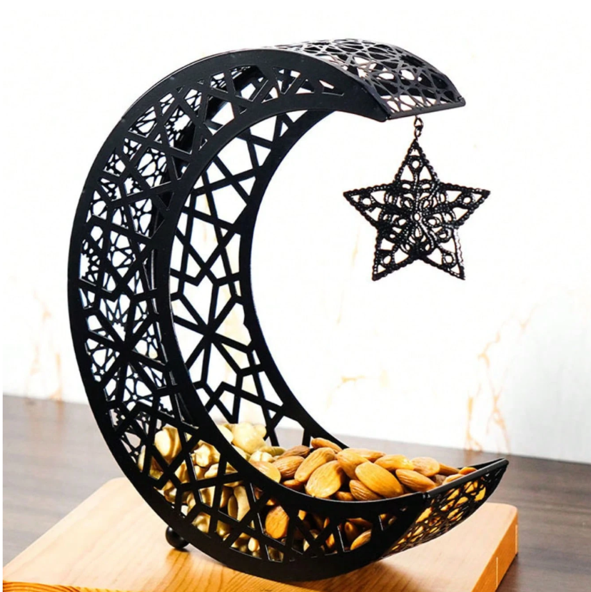 1pc Ramadan Crescent Moon & Star Shaped Dates Tray   (Code:28)