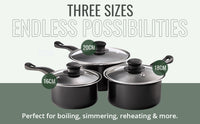 Value plus 3 PCE Sauce pan Set with Glass Lids, 16, 18, 20cm    5015826001204