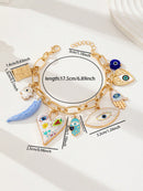 1 Pc Evil Eye Hamasa Hand Glass Beads Cross Charm Bracelet (Code:86)