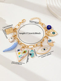 1 Pc Evil Eye Hamasa Hand Glass Beads Cross Charm Bracelet (Code:86)