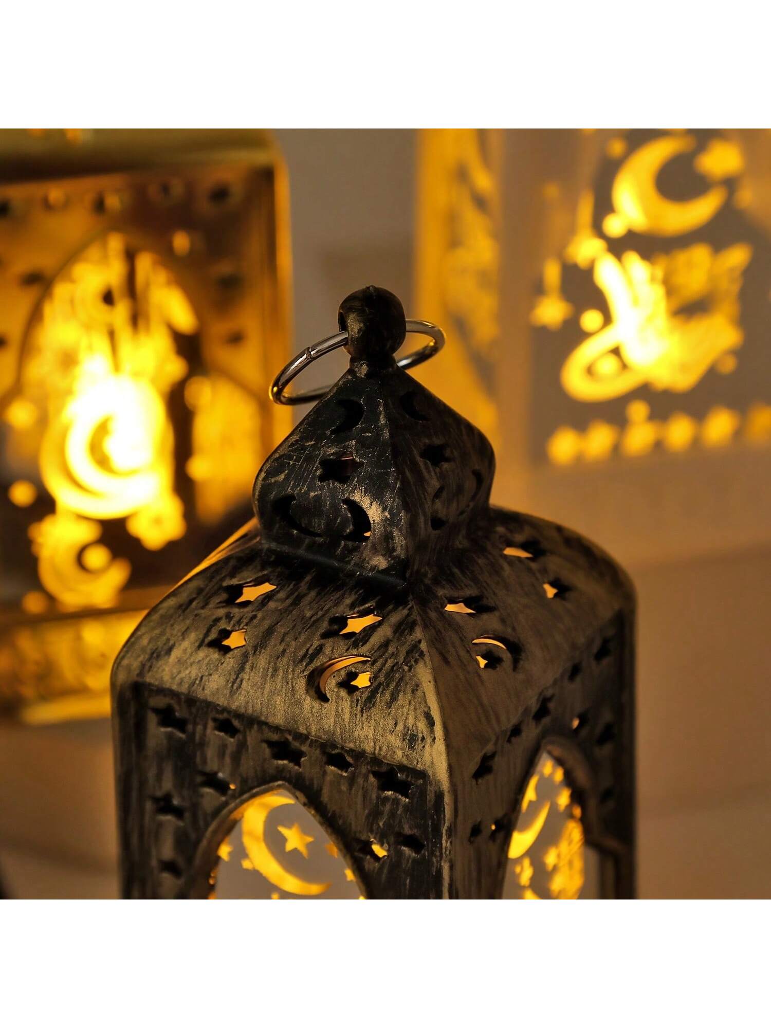 1PC Ramadan Moon & Star LED Candle Lamp (Castle Lantern / Bronze) (Code:38)