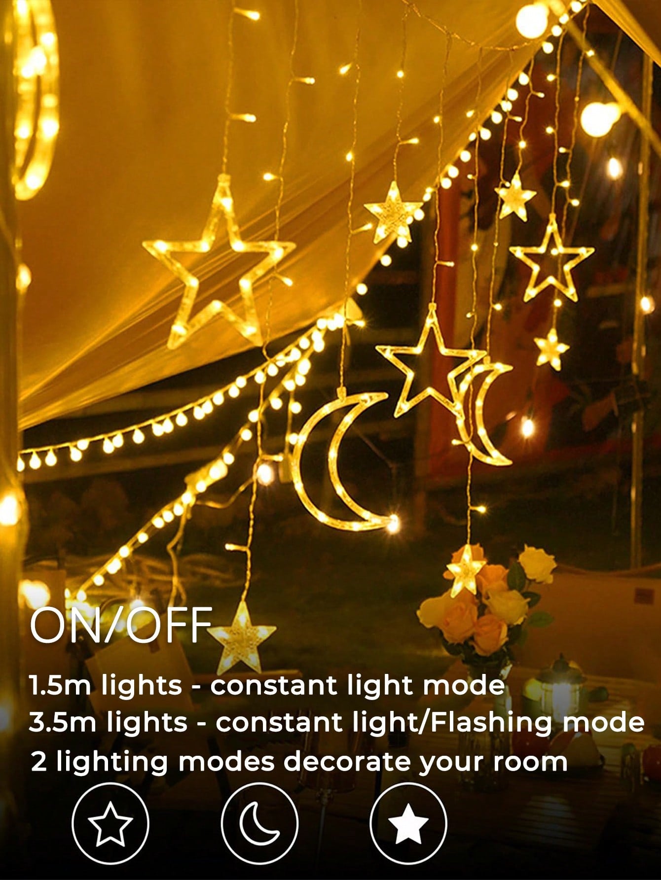 3.5m 126 LEDs Star and Moon String Lights  (Code:36)