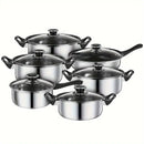 12pcs Stainless Steel Set Non Stick with Black Handle