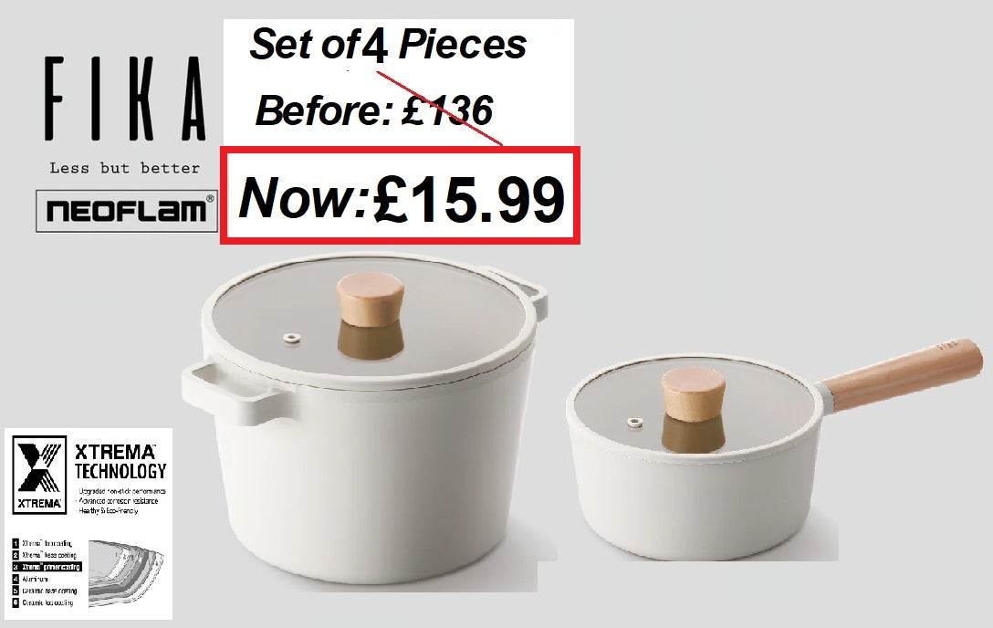 Set of 4 Pieces - Deep Pot22cm and Saucepan 18cm