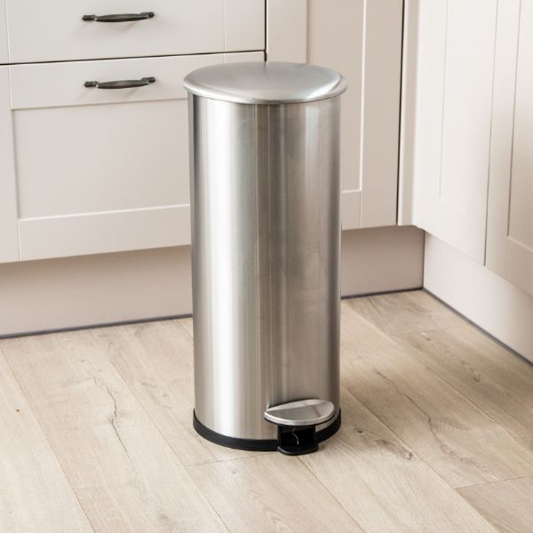 ADDIS 30L Round Pedal Bin - stainless steel